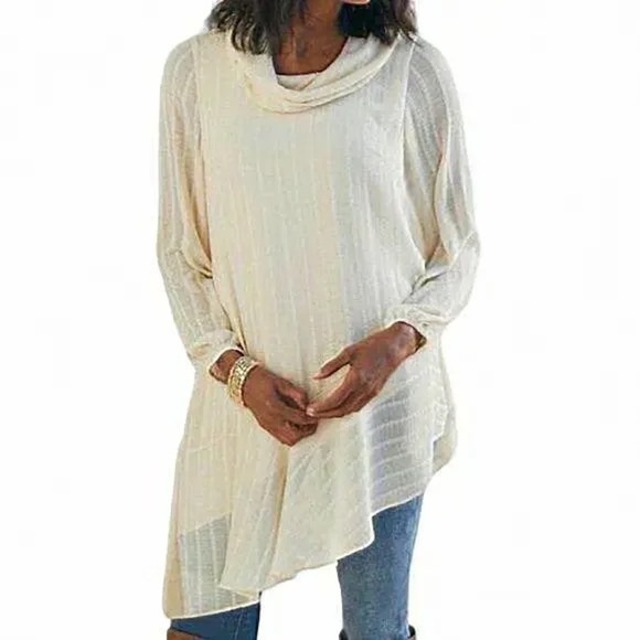 Soft Surroundings Neapolitan Top Tunic NWT Chiffon Layered Cowl Size Medium - Picture 1 of 12